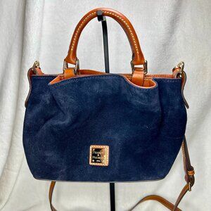 Dooney & Bourke Navy Blue Suede Mini Barlow Satchel EUC